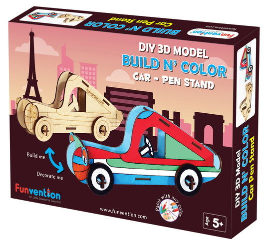 Car, 3D Coloring Model, DIY Desk Organizer Pen Stand