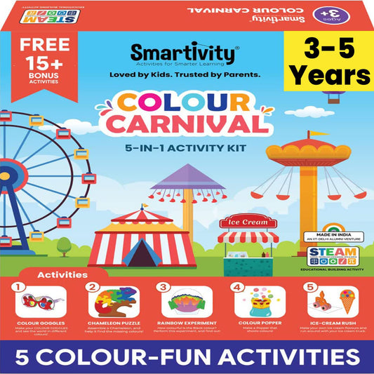 Colour Carnival Activity Kit, 5 in 1 Fun Activities - Rainbow Experiment, Colour Goggles, Puzzle & More