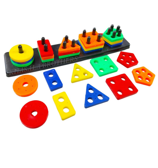 Blocks Geometrics, Educational & Learning Sorter Toys, Colour Choose Stacking Block Game for Kids Baby, 1 2 3+ Year Activity Toys